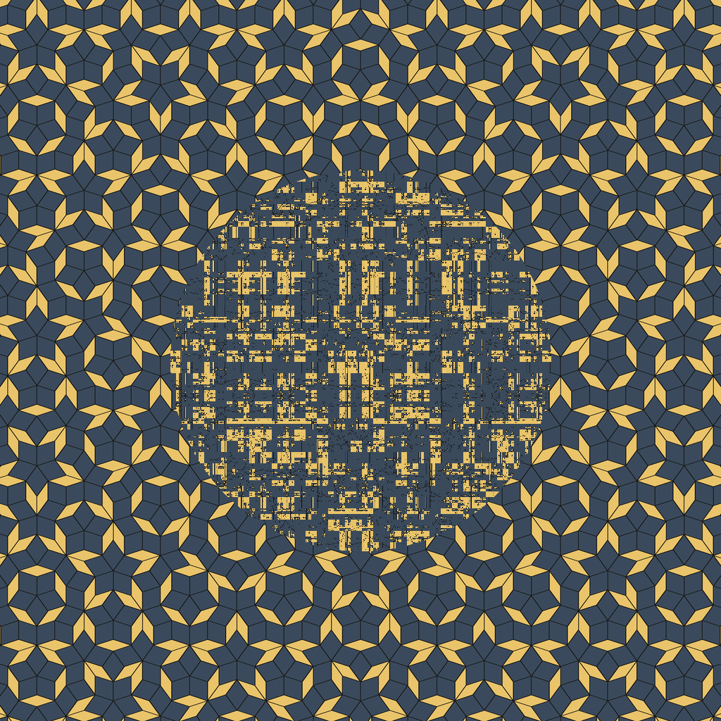 Penrose tiling with a large hole rewritten by a 20-qubit quantum blur